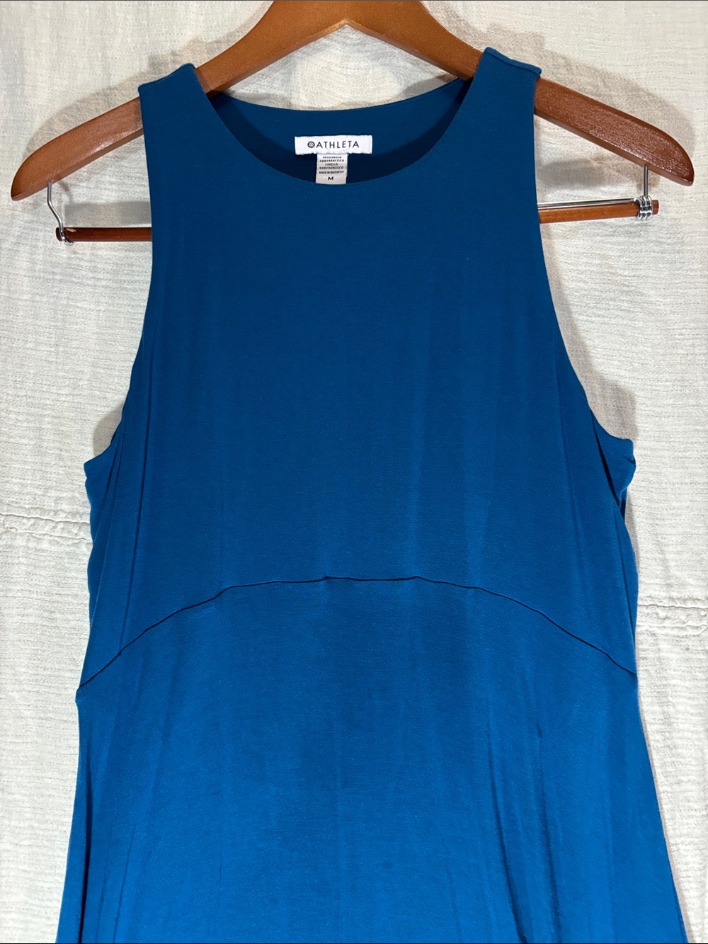 Athleta Santorini Thera Modal Travel Midi Dress Teal/Aqua Blue EUC - Picture 5 of 7